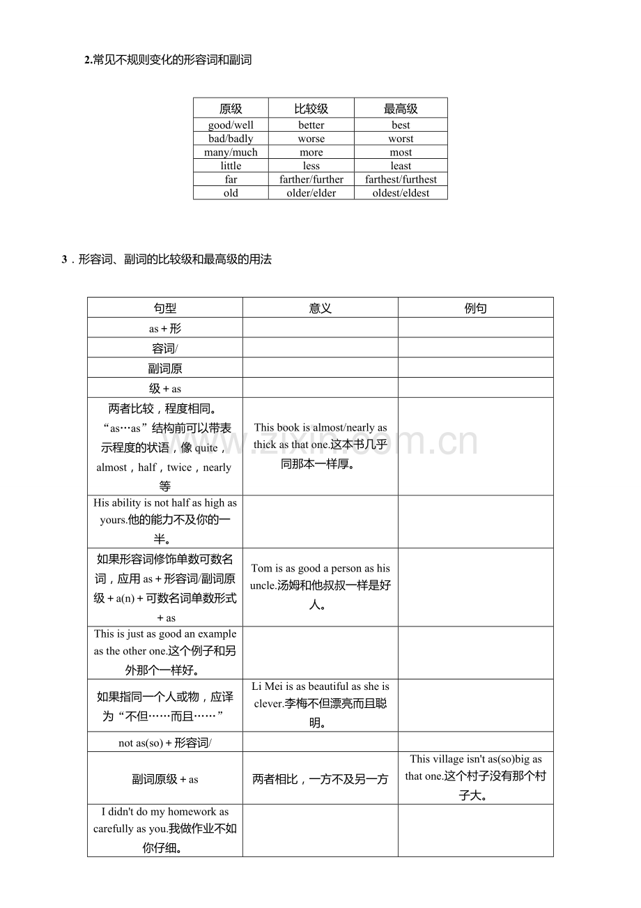 课件-练习2017年中考英语语法专题七形容词和副词第二节-形容词和副词比较等级.doc_第3页