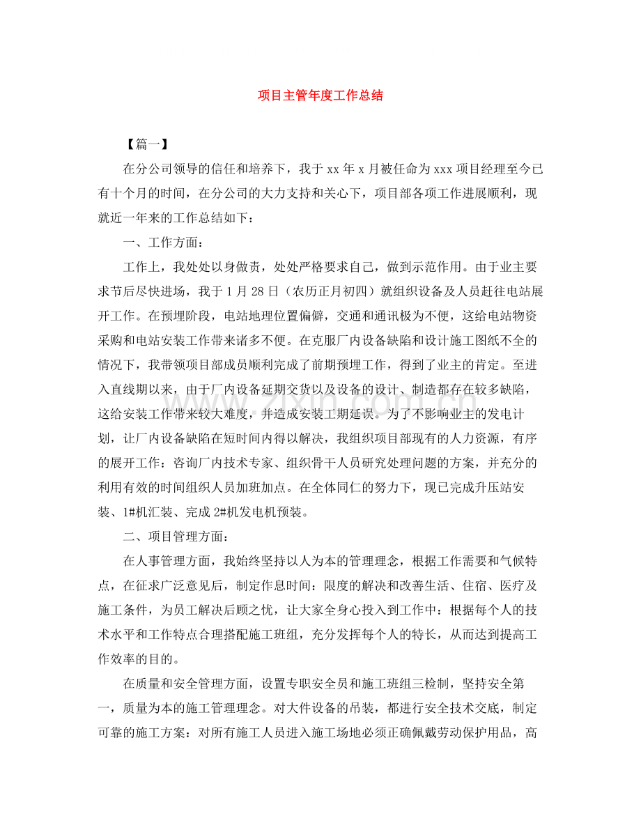 项目主管年度工作总结.docx_第1页