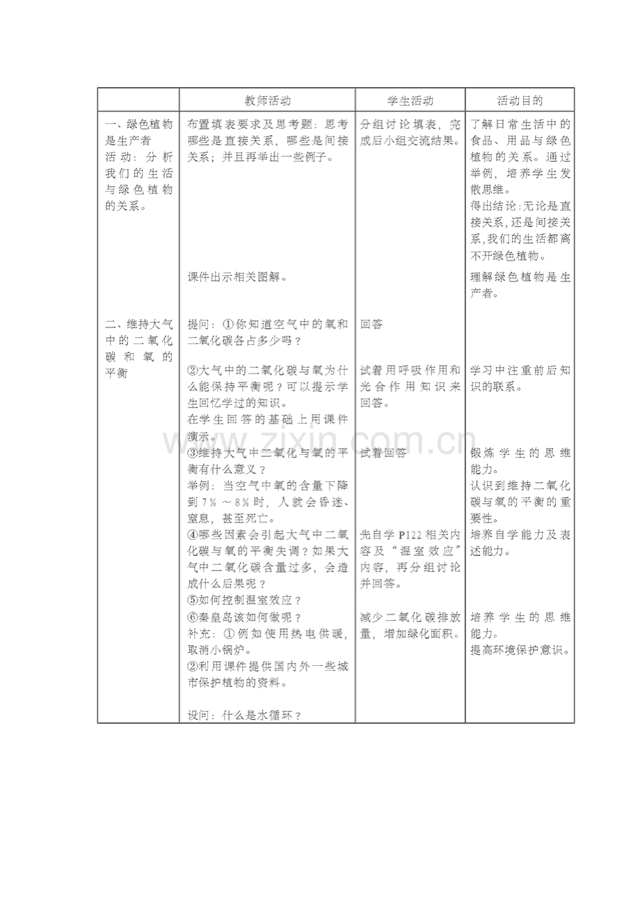 七年级生物上册 第3单元 第7章 绿色植物与生物圈教案 （新版）北师大版-（新版）北师大版初中七年级上册生物教案.doc_第2页