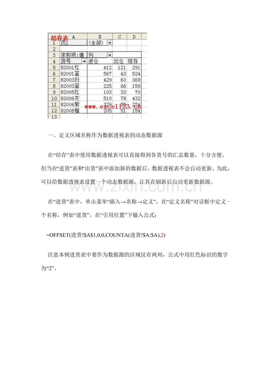 Excel数据透视表制作库存表一例.doc_第2页