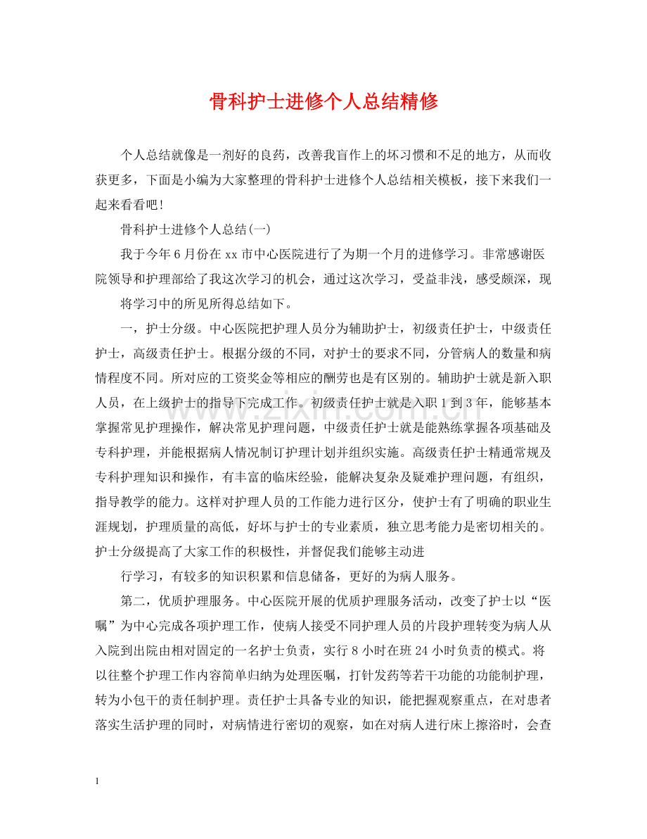 骨科护士进修个人总结精修.docx_第1页