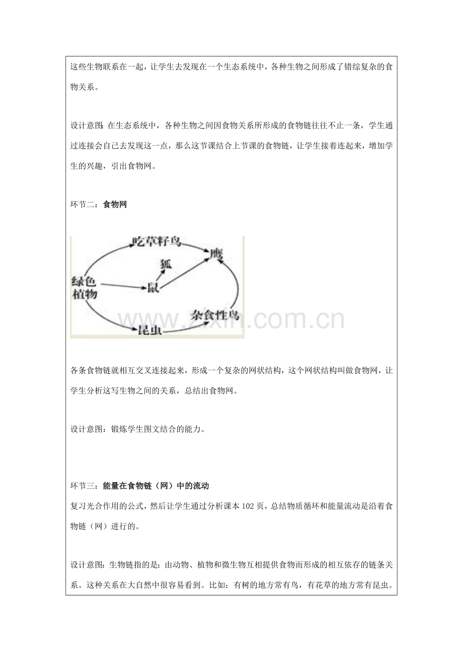 七年级生物上册 3.6.2 食物网教学设计 （新版）苏科版-（新版）苏科版初中七年级上册生物教案.doc_第2页