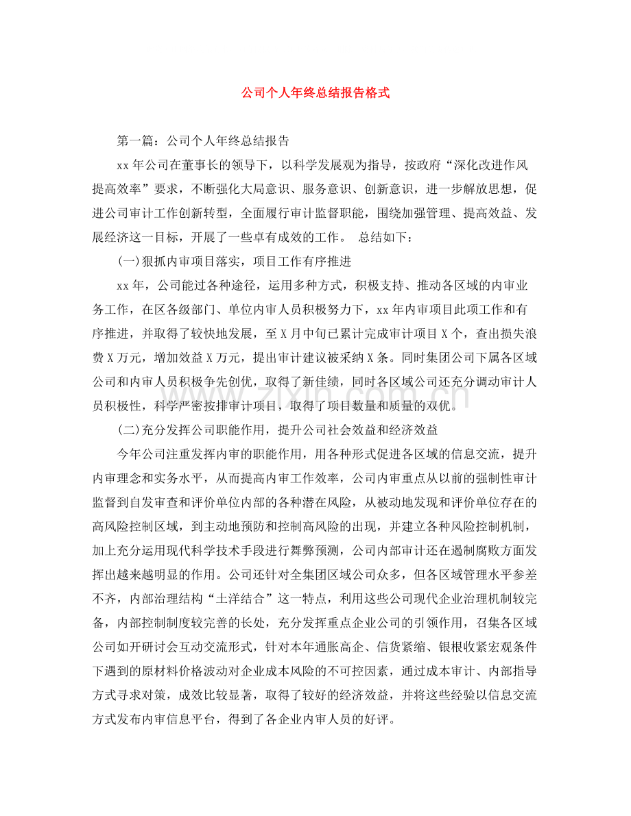 公司个人年终总结报告格式.docx_第1页