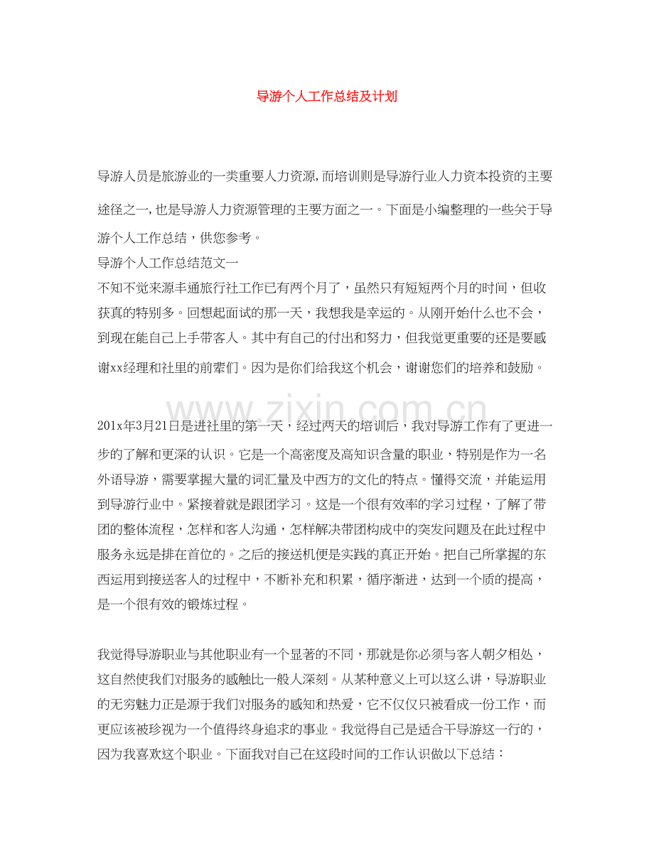 导游个人工作总结及计划.docx_第1页