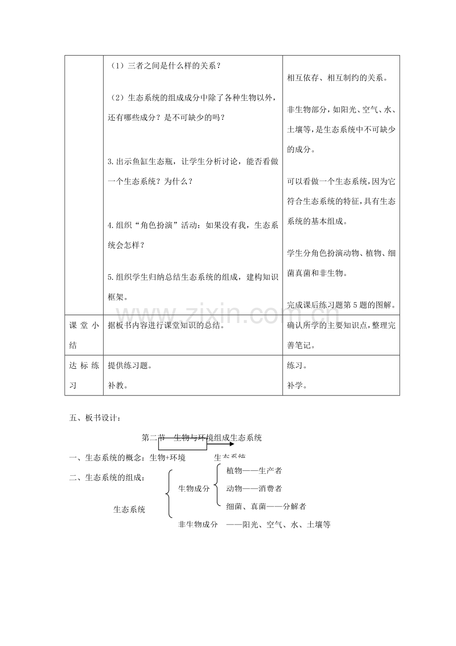 七年级生物上册 第一单元 第二章 第二节 生物与环境组成生态系统教案 （新版）新人教版-（新版）新人教版初中七年级上册生物教案.doc_第3页