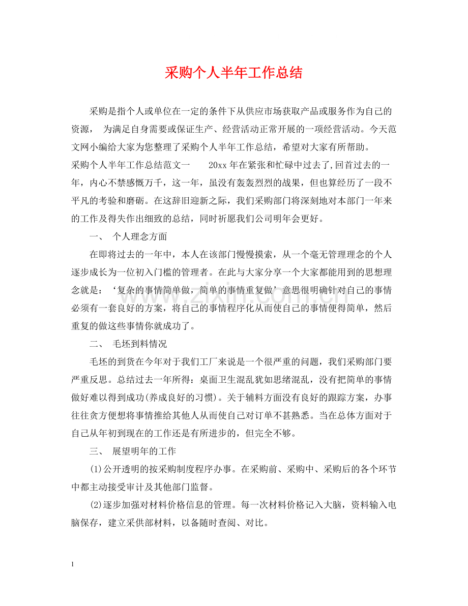 采购个人半年工作总结.docx_第1页