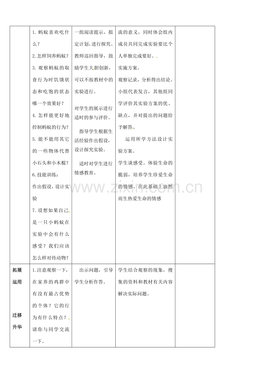 山东省宁阳县第二十五中学八年级生物上册《第五单元 第二章 第三节 社会行为（第二课时）》教案 （新版）新人教版.doc_第3页