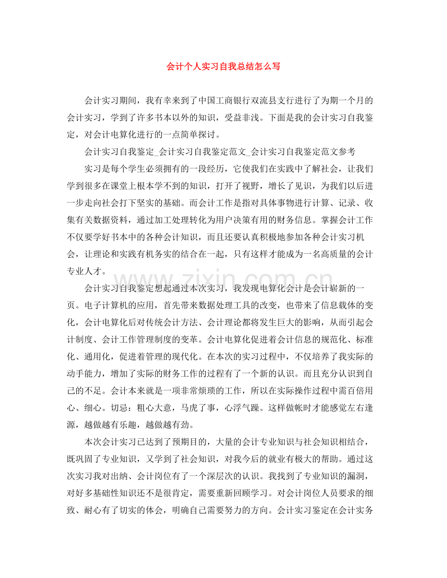 会计个人实习自我总结怎么写.docx_第1页