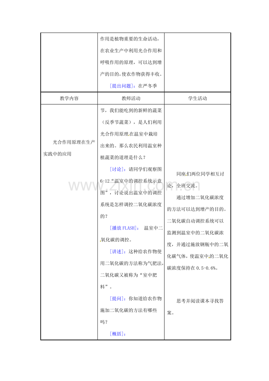 七年级生物上册 6.5 光合作用和呼吸作用原理的应用教案2 苏教版.doc_第2页