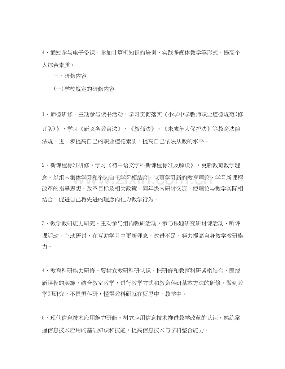 教师网络培训个人研修计划.docx_第2页