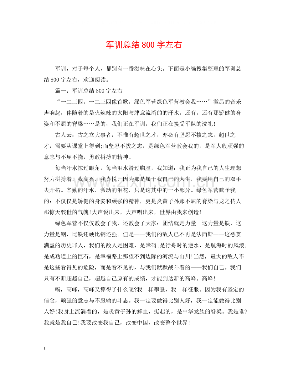 军训总结800字左右.docx_第1页