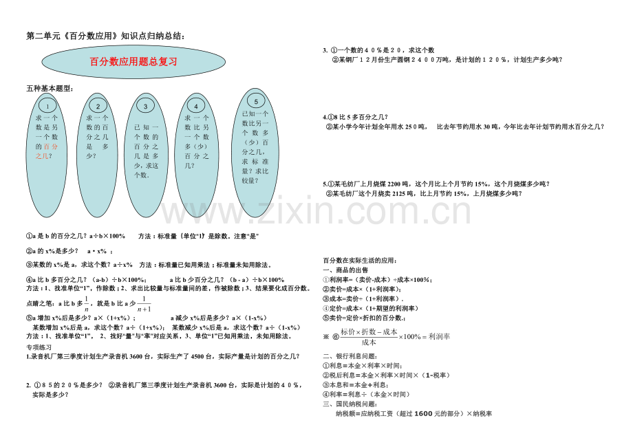 第二单元《百分数应用》知识点归纳总结[1].doc_第1页