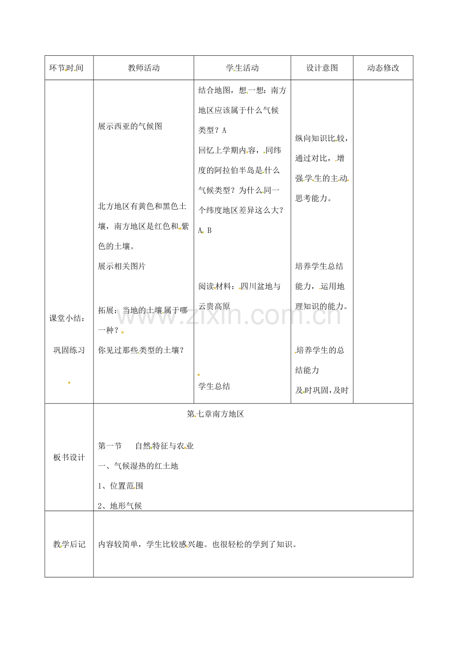 吉林省双辽市八年级地理下册 7.1 自然特征与农业（第1课时）教案 （新版）新人教版-（新版）新人教版初中八年级下册地理教案.doc_第2页