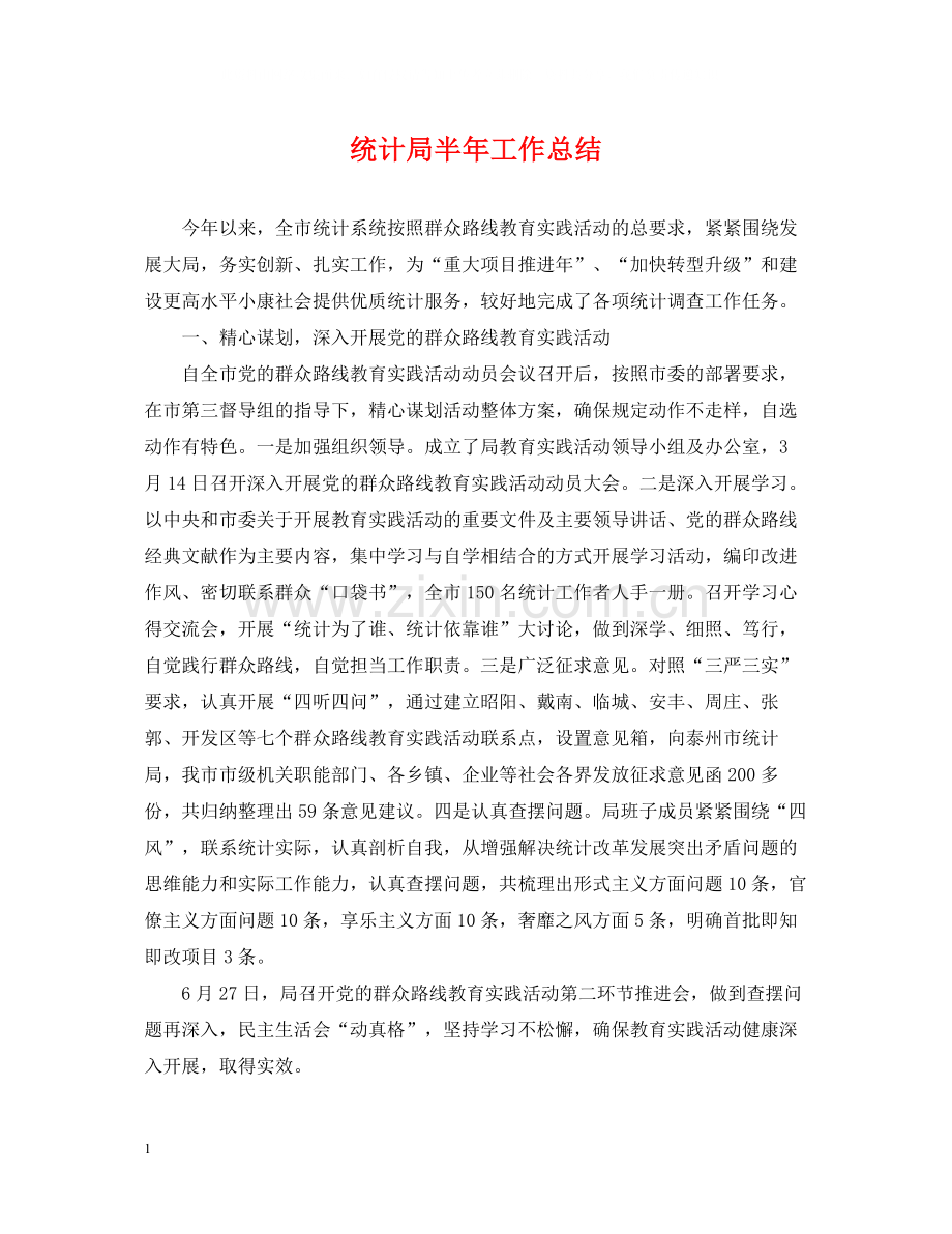 统计局半年工作总结.docx_第1页