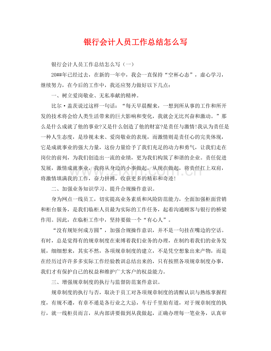 银行会计人员工作总结怎么写 .docx_第1页