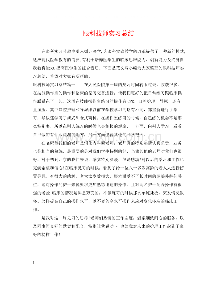 眼科技师实习总结.docx_第1页