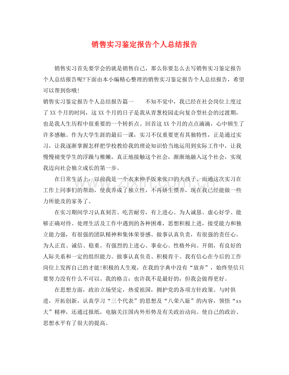 销售实习鉴定报告个人总结报告.docx_第1页