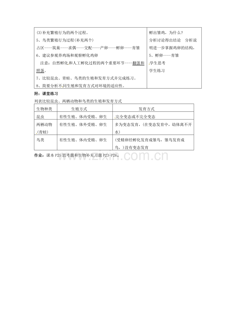 江苏省盐城东台市唐洋镇八年级生物上册《第五节 鸟类的生殖和发育（1课时）》教案 苏教版.doc_第2页