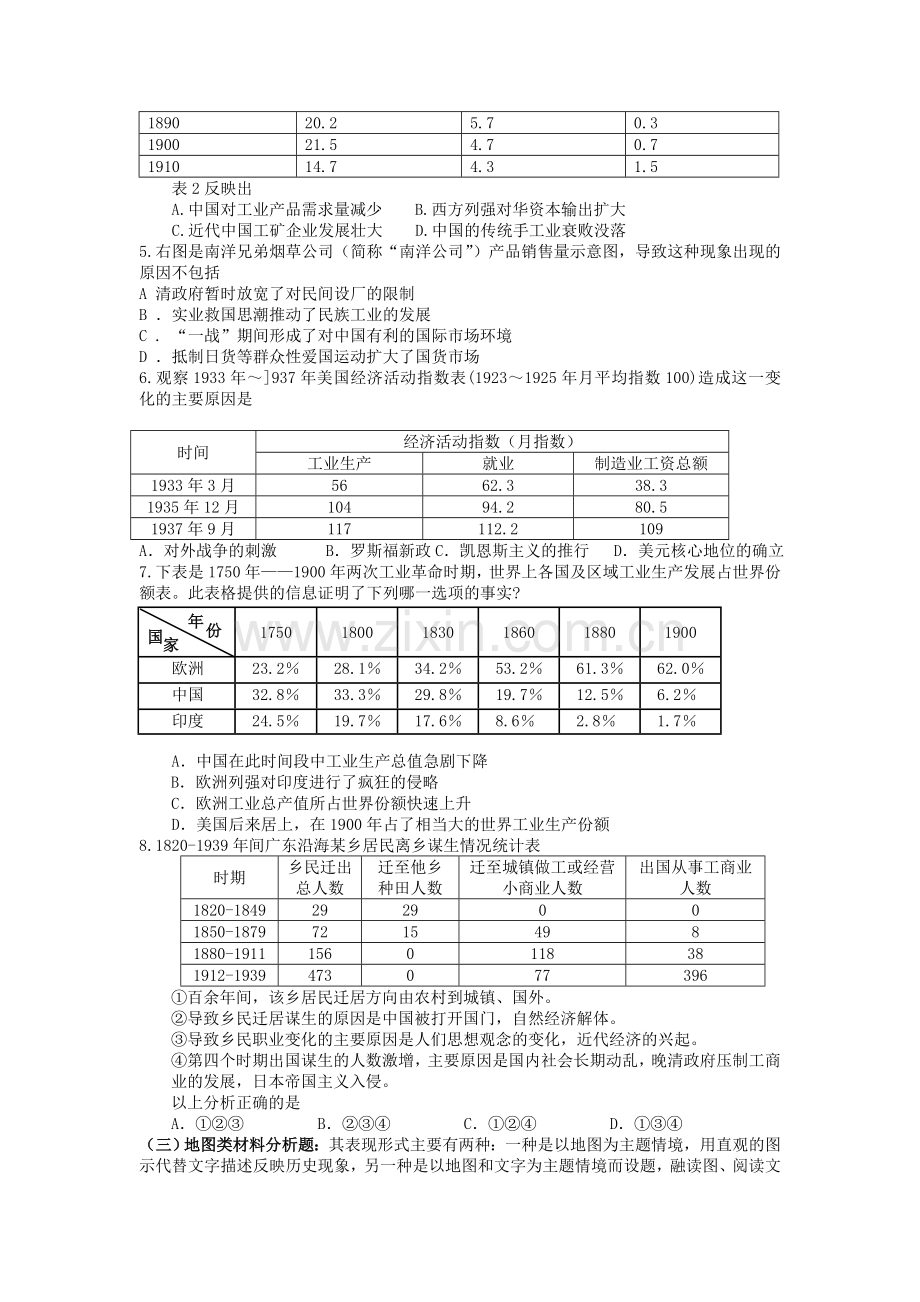 高三历史图片图表型试题专项练习.doc_第2页