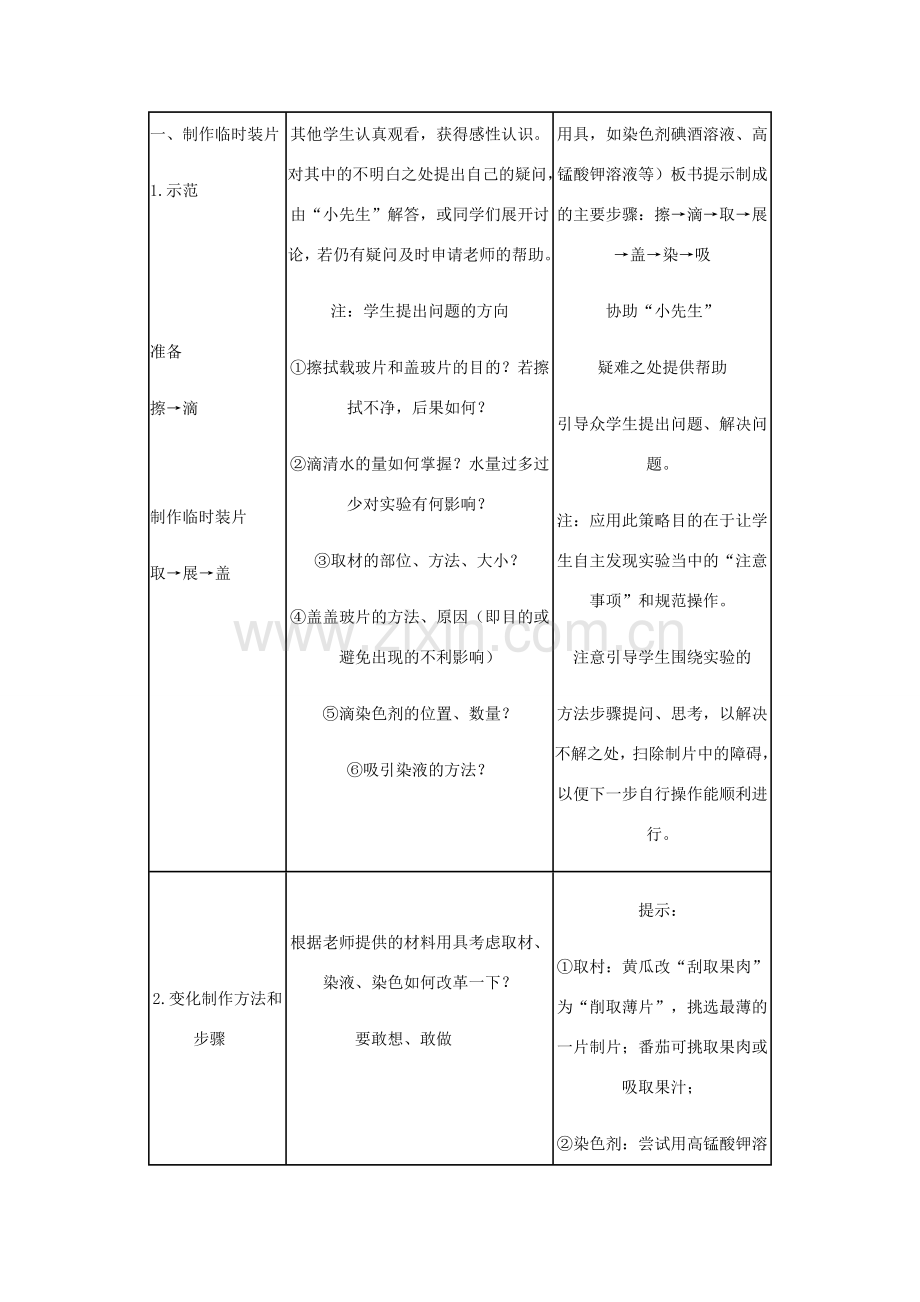 七年级生物上册：第二单元第一章第二节观察植物细胞教学设计人教新课标版.doc_第3页