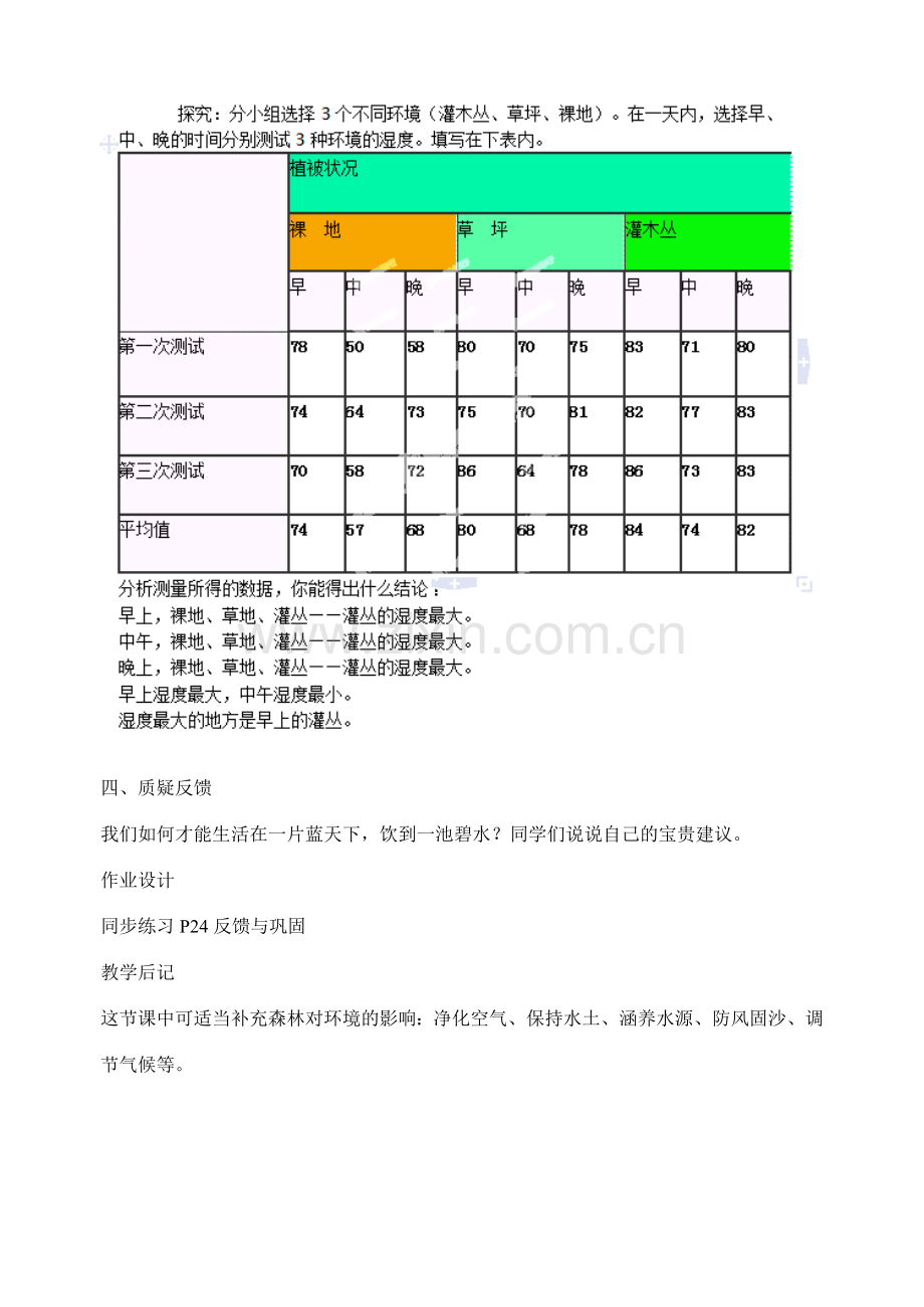 江苏省丹阳市第九中学七年级生物上册 2.3 生物对环境的影响教案 （新版）苏科版.doc_第3页