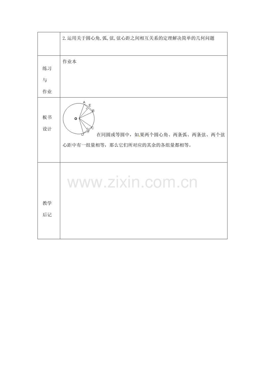 浙江省绍兴县杨汛桥镇中学九年级数学上册 3.3《圆心角（2）》教案 浙教版.doc_第3页