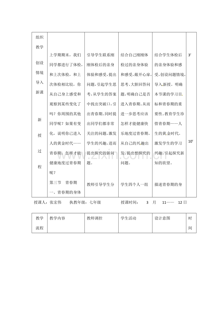 辽宁省大连市第四十二中学七年级生物下册 第一章 第三节 青春期教案 新人教版.doc_第2页