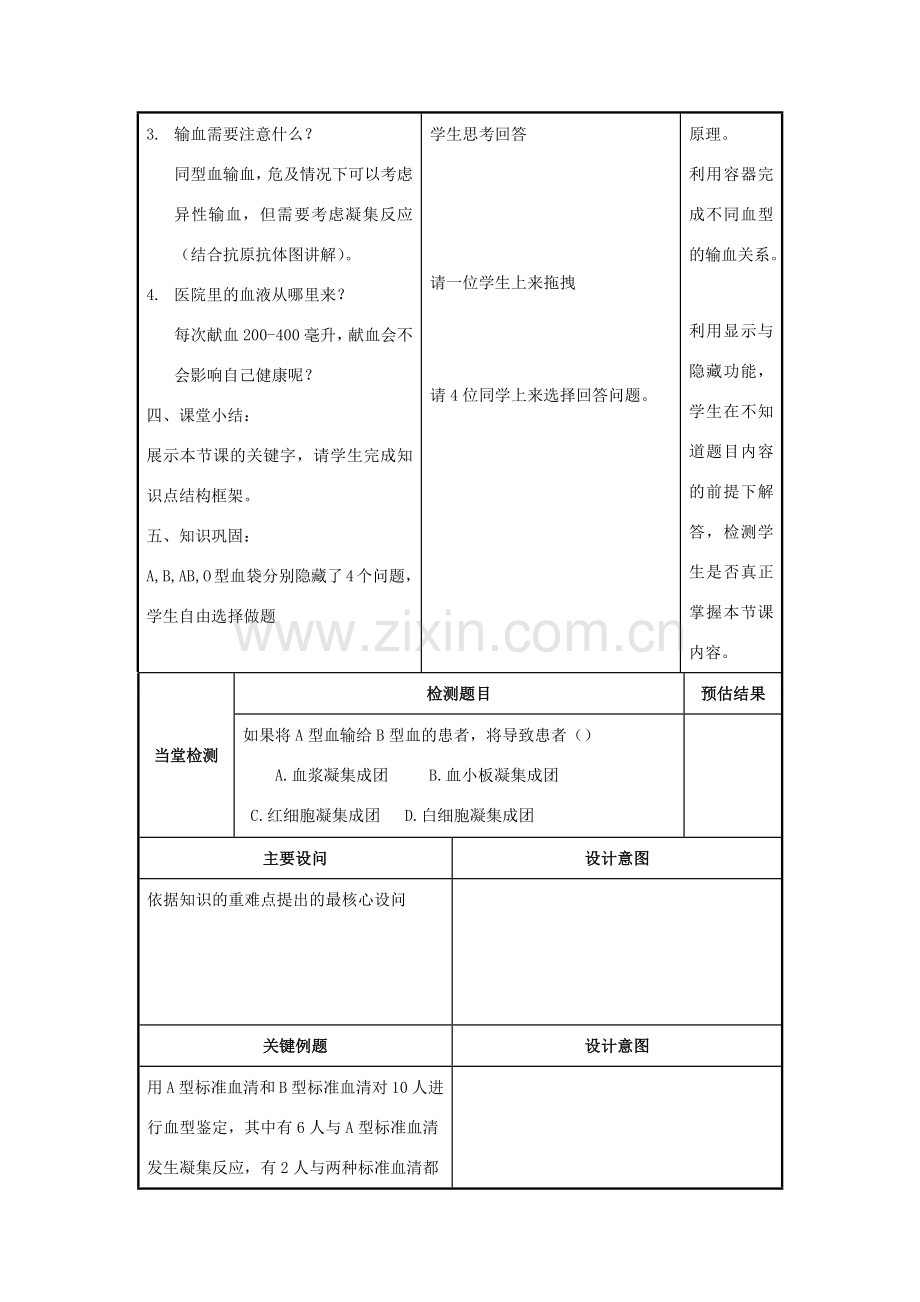 七年级生物下册 第四单元 生物圈中的人 第十章 人体内的物质运输和能量供给 第一节 血液和血型教案1（新版）苏教版-（新版）苏教版初中七年级下册生物教案.docx_第2页