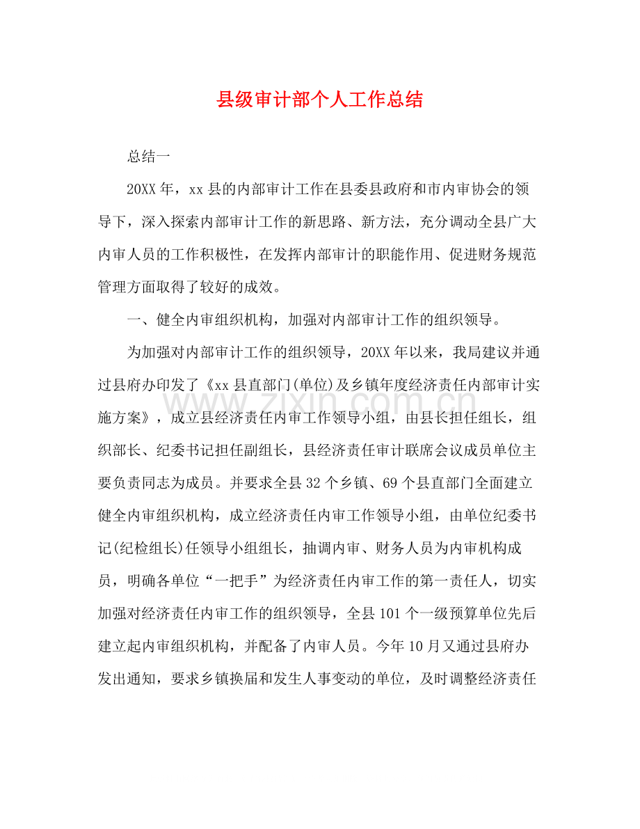 县级审计部个人工作总结.docx_第1页