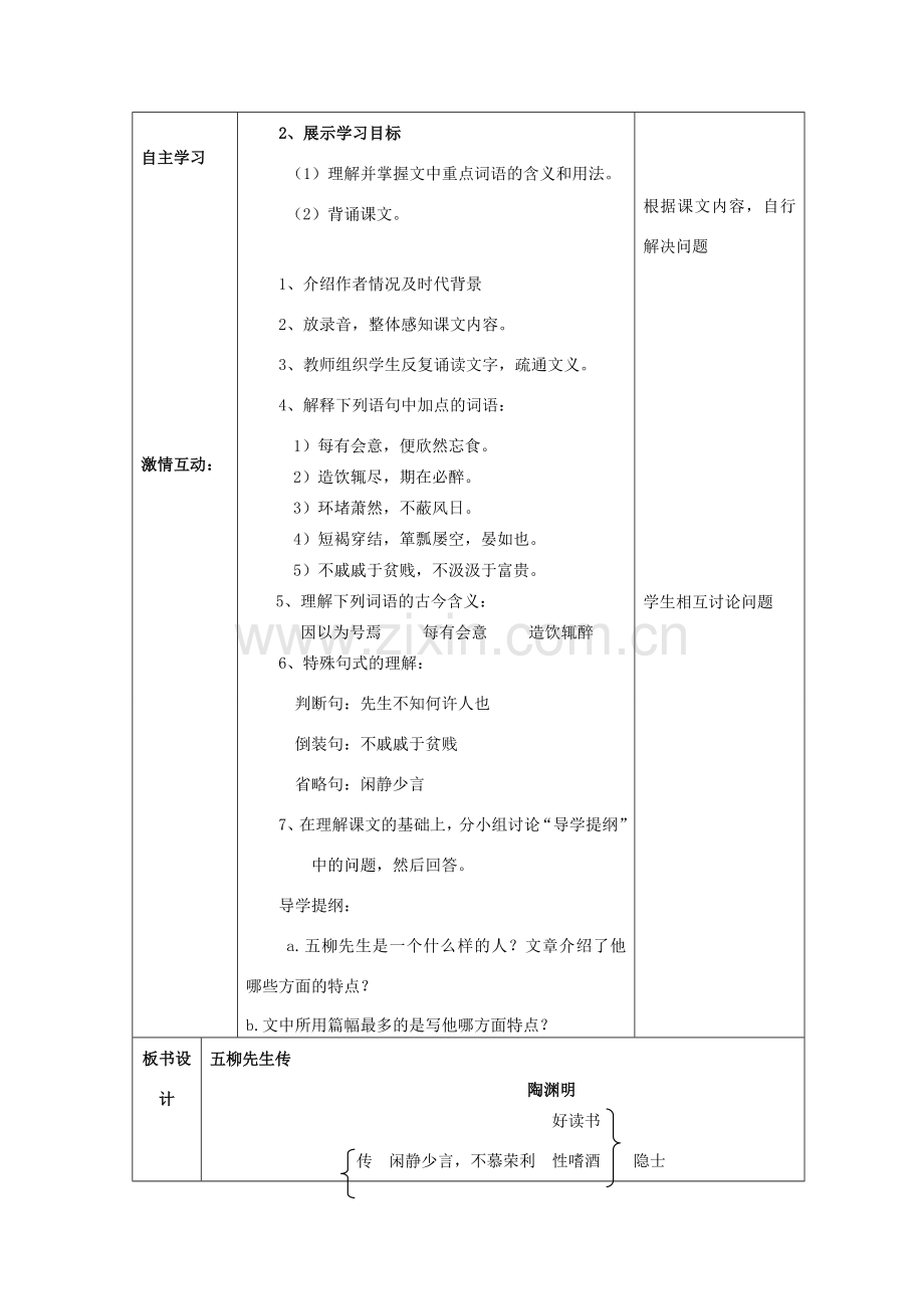 八年级语文下册 第五单元 22《五柳先生传》教案1 新人教版-新人教版初中八年级下册语文教案.doc_第2页