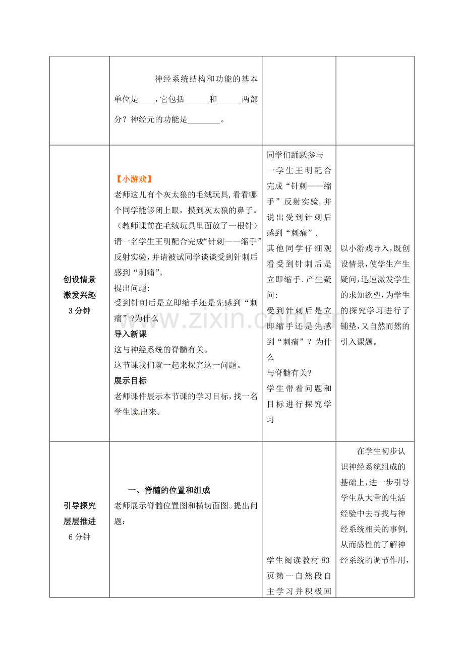 七年级生物下册 3.5.2 神经调节的结构基础教案（2）（新版）济南版-（新版）济南版初中七年级下册生物教案.doc_第2页