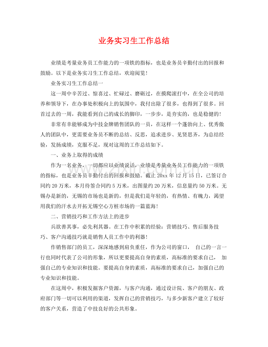 业务实习生工作总结 .docx_第1页