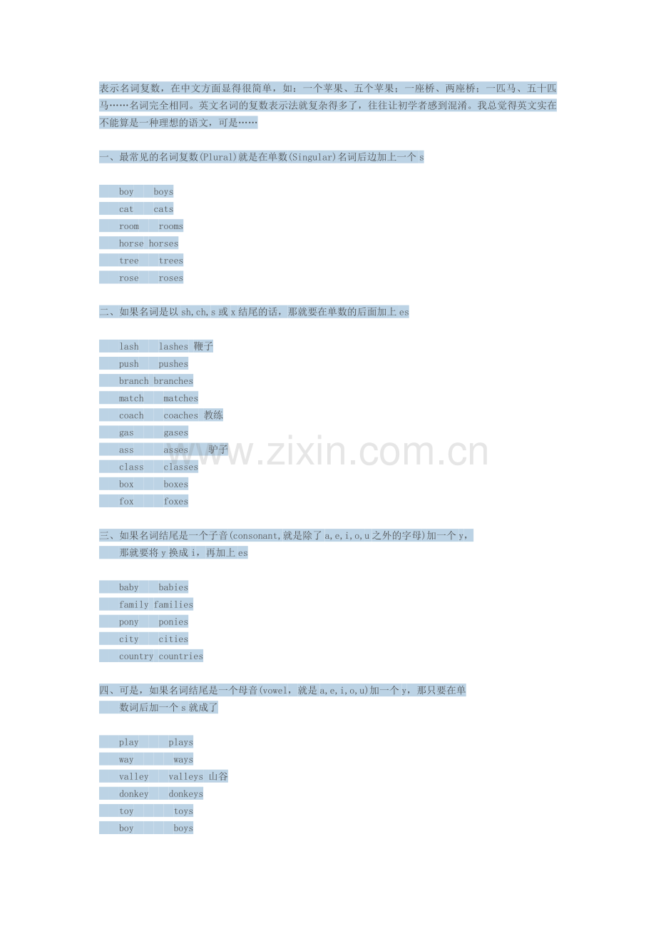 英语单词 复数形式大总结.doc_第1页