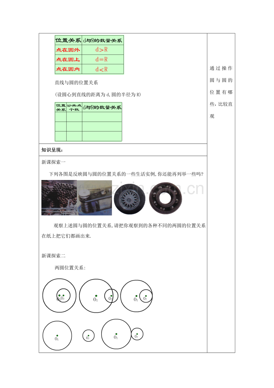 春九年级数学下册 27.5 圆与圆的位置关系（1）教案 沪教版五四制-沪教版初中九年级下册数学教案.doc_第2页