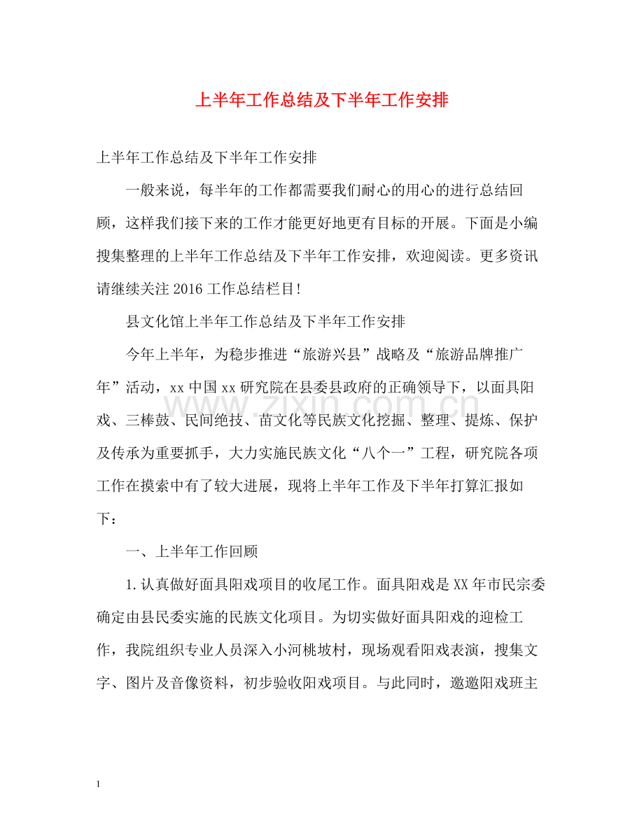 上半年工作总结及下半年工作安排.docx_第1页