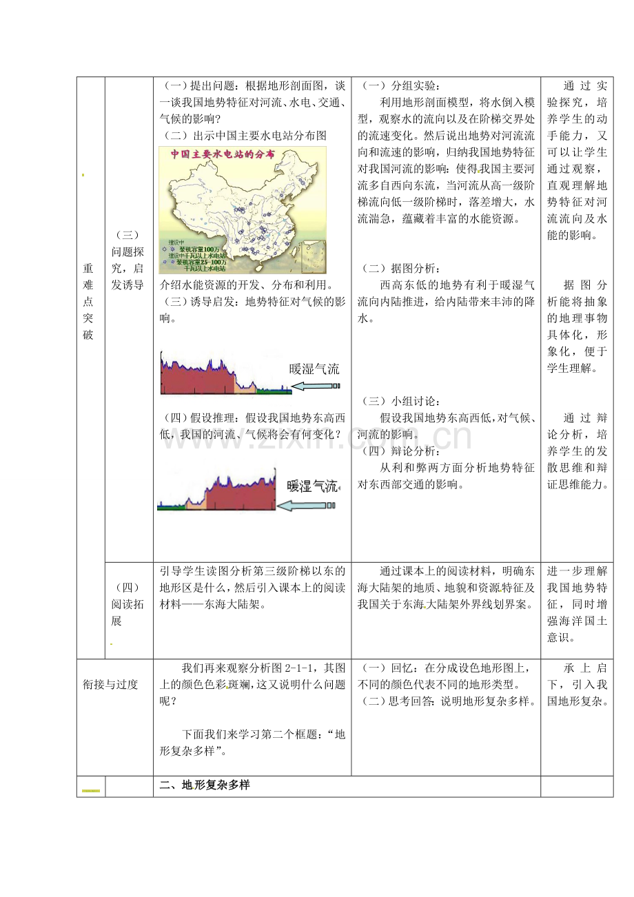 八年级地理上册 第2章 第1节 地形地势特征（第1课时）教案 （新版）商务星球版.doc_第3页