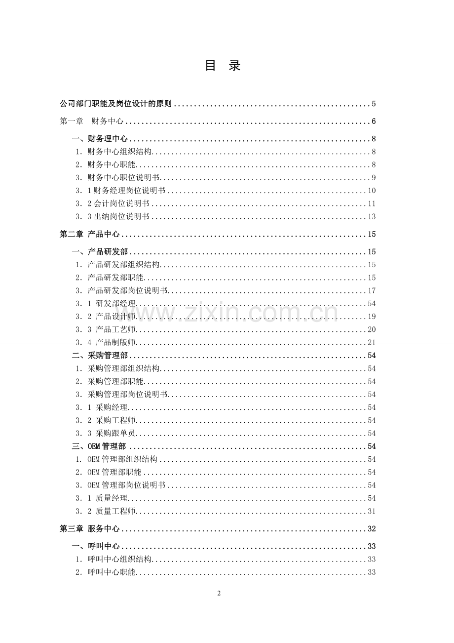 公司组织结构、部门职能及岗位说明书.doc_第2页