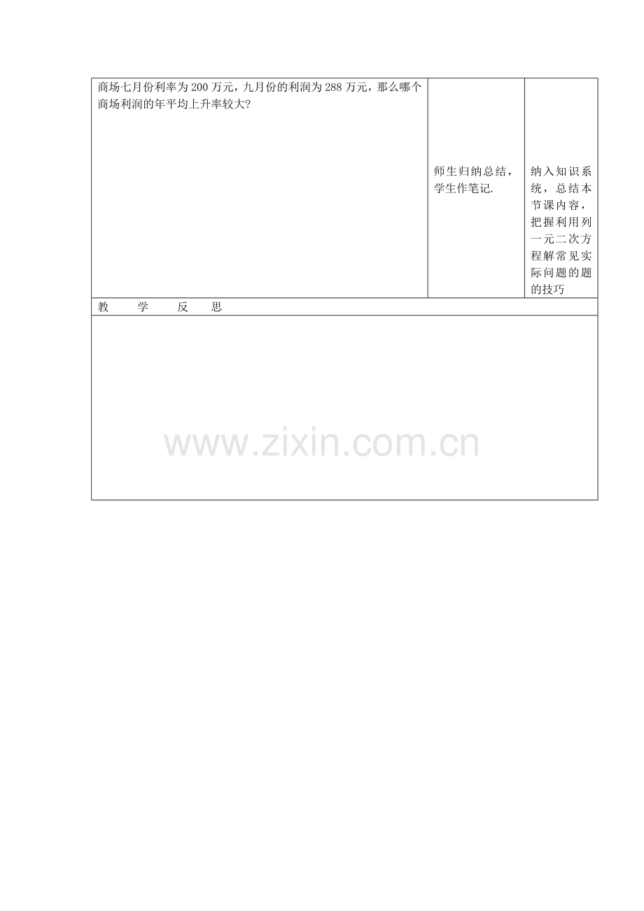 秋九年级数学上册 21.3.1 实际问题与一元二次方程教学设计 （新版）新人教版-（新版）新人教版初中九年级上册数学教案.doc_第3页