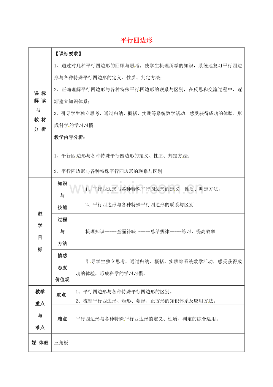 八年级数学下册 第18章 平行四边形教案2 （新版）新人教版-（新版）新人教版初中八年级下册数学教案.doc_第1页