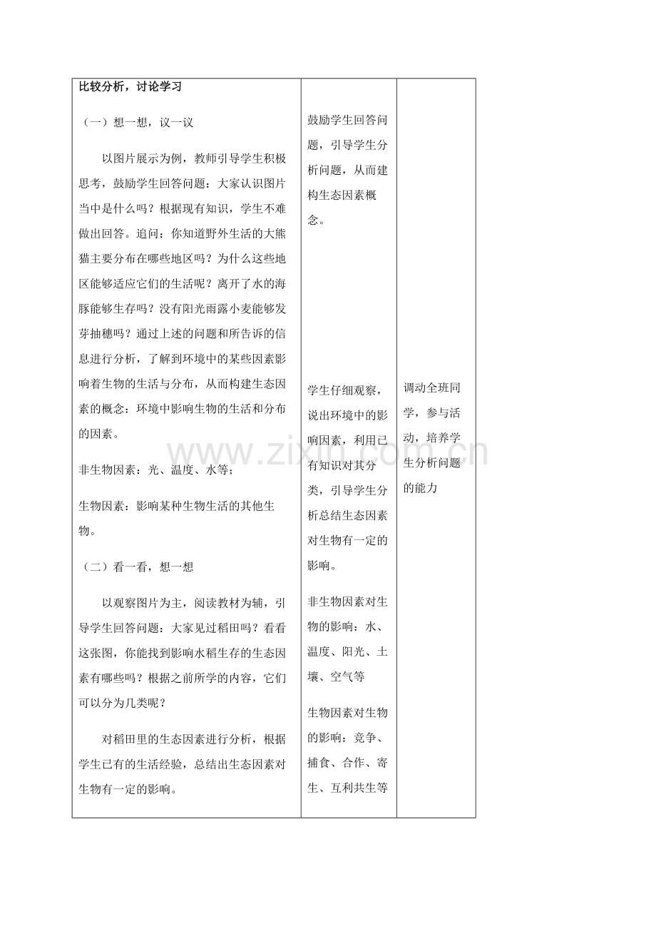 秋七年级生物上册 1.2.1 生物与环境的关系（第1课时）教案 （新版）新人教版-（新版）新人教版初中七年级上册生物教案.doc_第2页