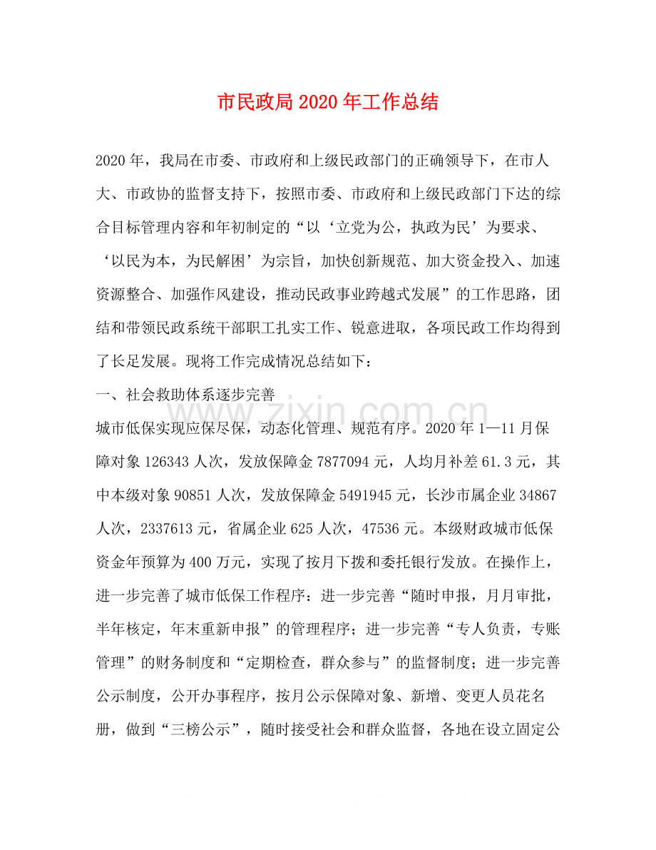 市民政局年工作总结.docx_第1页