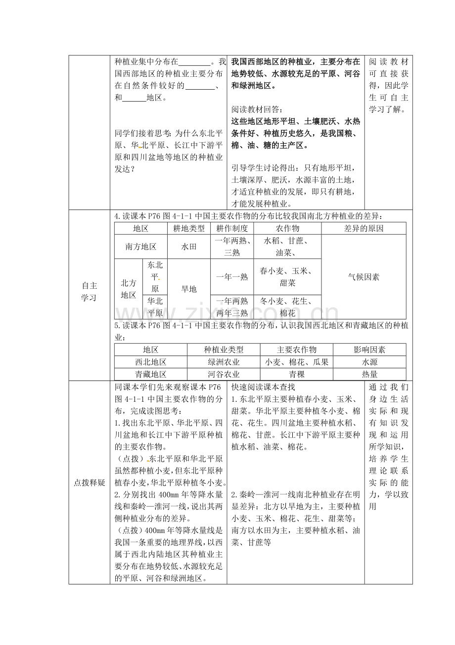 八年级地理上册 第4章 第1节 因地制宜发展农业（第1课时）教案1 （新版）商务星球版.doc_第3页