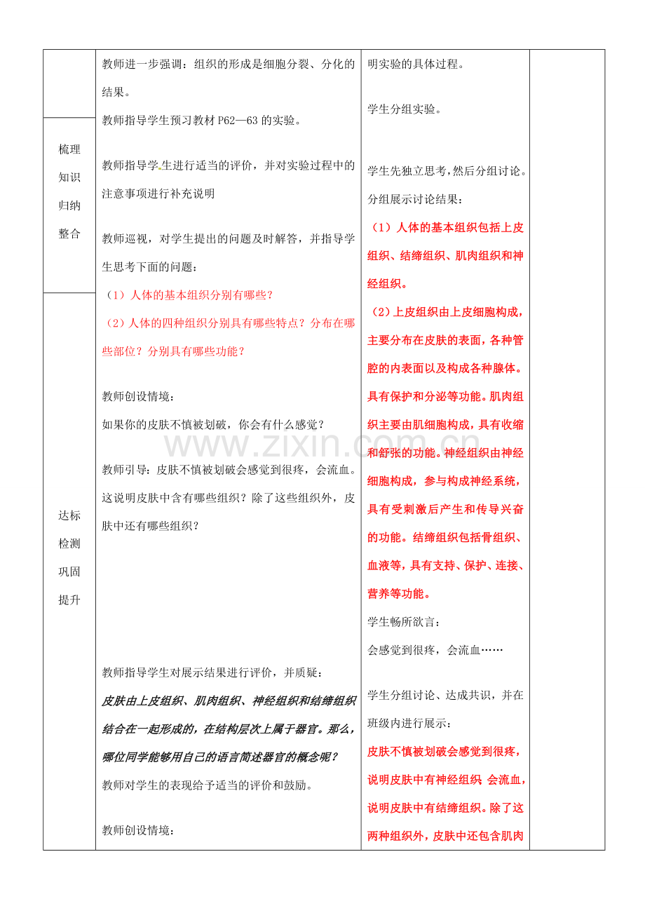 七年级生物上册《2.2.2 动物体的结构层次》教案 （新版）新人教版-（新版）新人教版初中七年级上册生物教案.doc_第3页