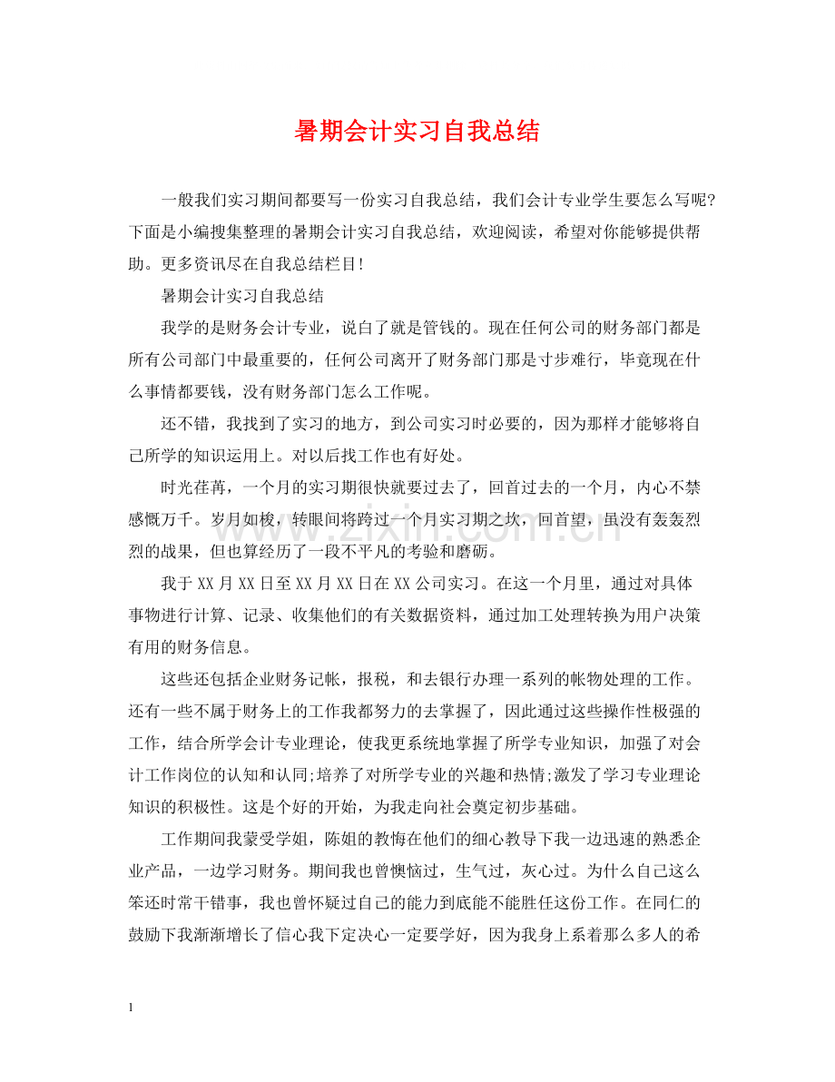 暑期会计实习自我总结.docx_第1页