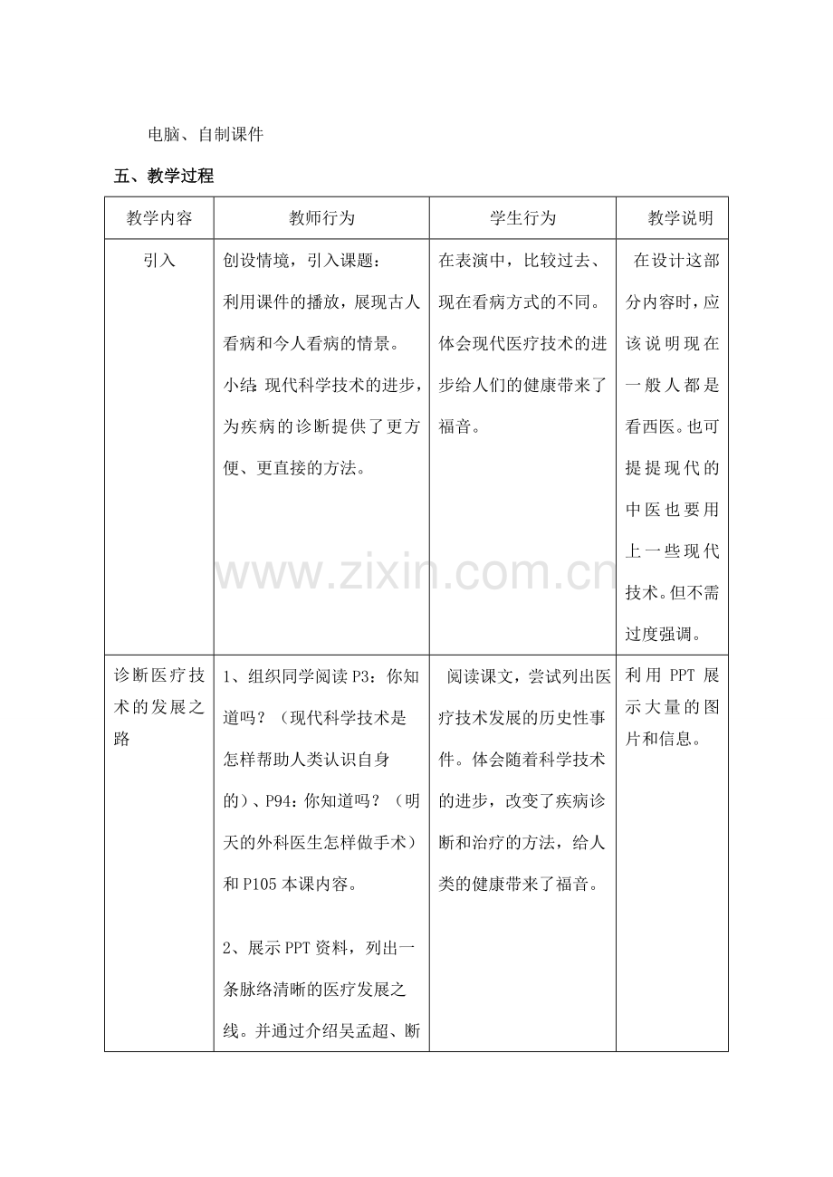 八年级生物上册 第3章 健康与疾病 第3节 医药常识与医疗技术（第3课时）同步教案 沪教版-沪教版初中八年级上册生物教案.doc_第2页