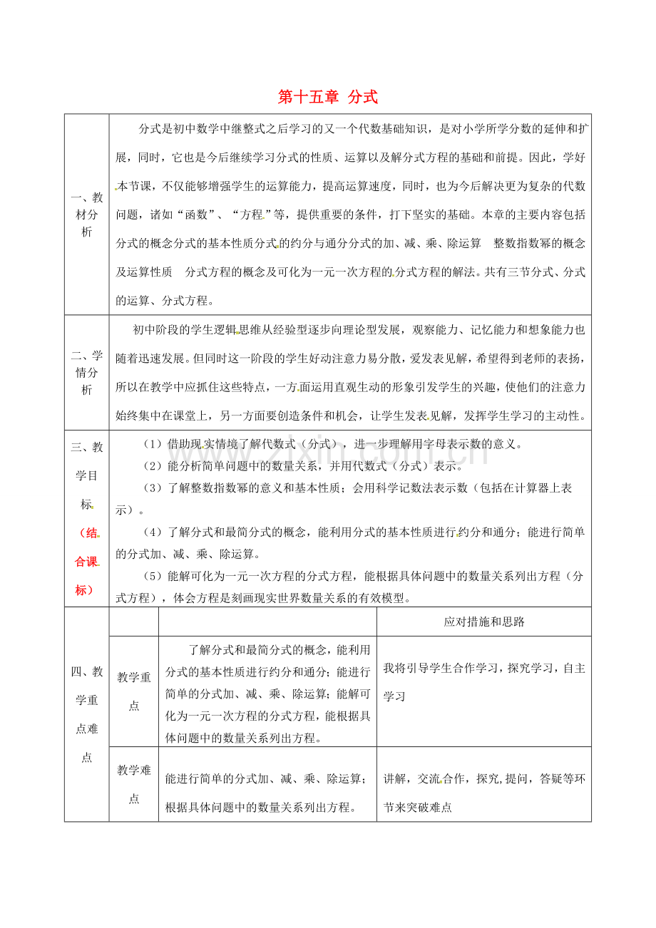 陕西省石泉县八年级数学上册 15 分式集体备课同课异构教案 （新版）新人教版-（新版）新人教版初中八年级上册数学教案.doc_第1页