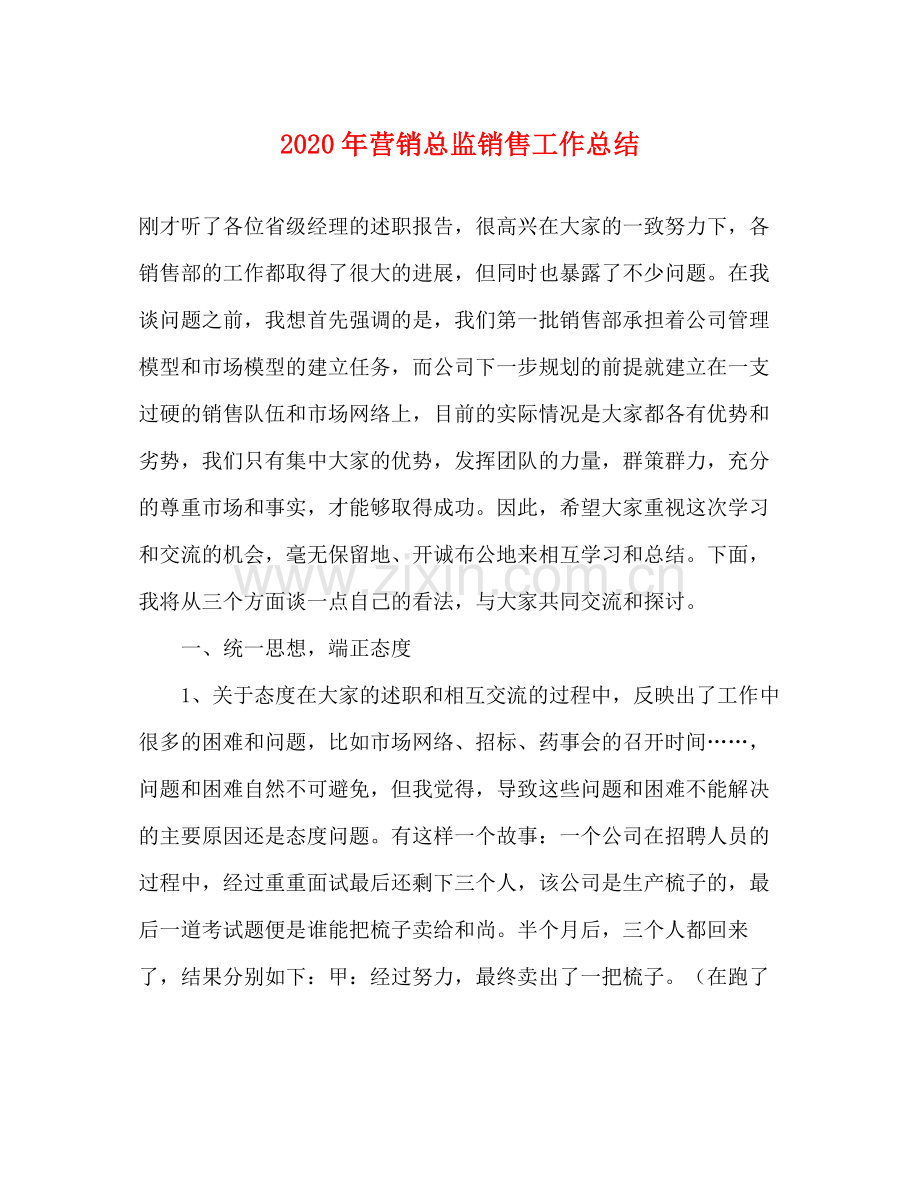 2020年营销总监销售工作总结.docx_第1页