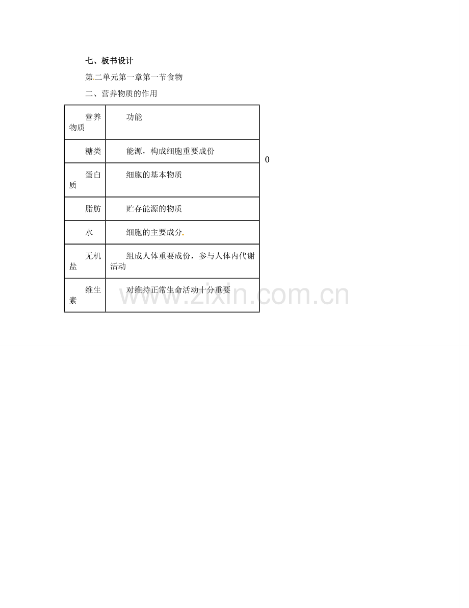 河北省秦皇岛市抚宁县驻操营学区初级中学七年级生物下册 营养物质的作用教案 冀教版.doc_第3页