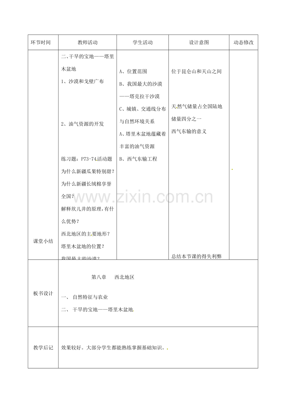 吉林省双辽市八年级地理下册 第八章 西北地区复习教案 （新版）新人教版-（新版）新人教版初中八年级下册地理教案.doc_第2页