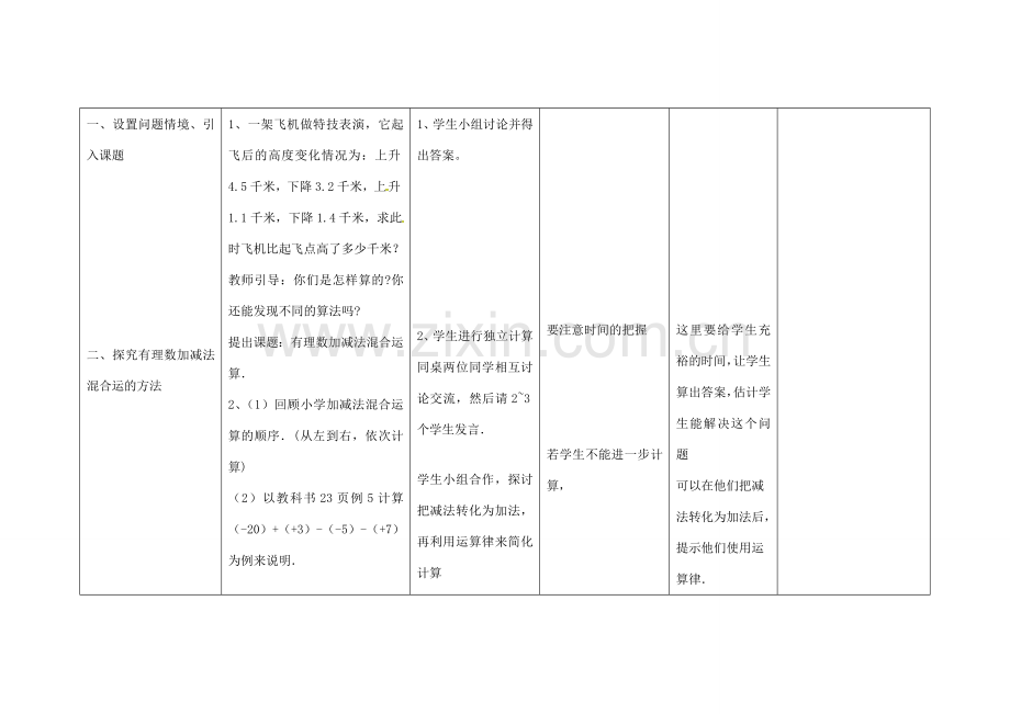 四川省华蓥市明月镇七年级数学上册 1.3.2 有理数的减法（第2课时）教案 （新版）新人教版.doc_第2页